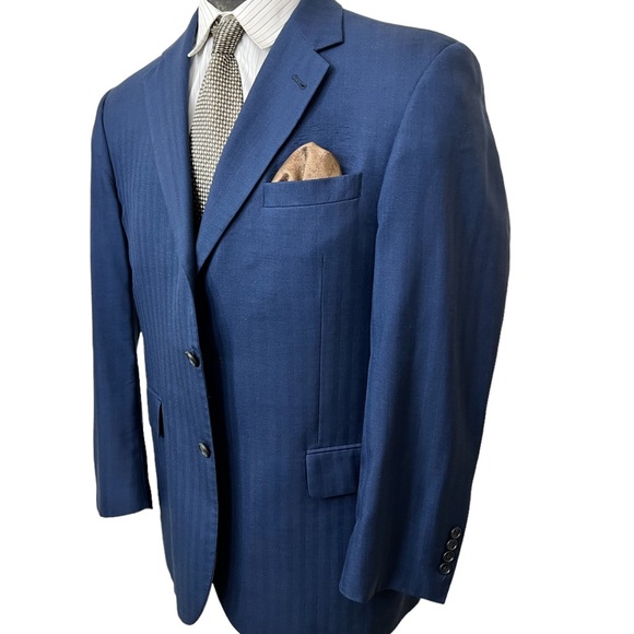 JOS. A, BANKS MENS NAVY BLUE WOOL AND SILK BLAZER, SIZE 41R VERY HANDSOME BLSZER - Picture 10 of 13